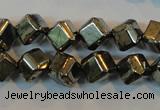 CPY361 15.5 inches 6*6mm faceted cube pyrite gemstone beads