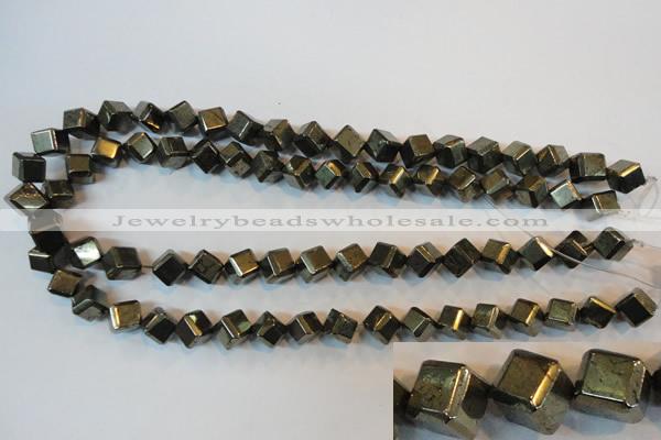 CPY362 15.5 inches 8*8mm faceted cube pyrite gemstone beads