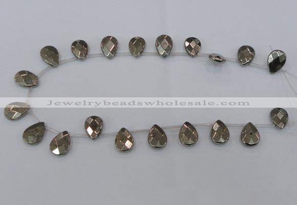 CPY378 Top drilled 12*16mm briolette pyrite gemstone beads