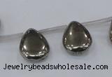 CPY385 Top drilled 13*18mm flat teardrop pyrite gemstone beads