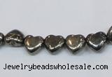 CPY390 Top drilled 8*8mm heart pyrite gemstone beads