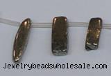 CPY395 Top drilled 7*15mm - 8*20mm sticks pyrite gemstone beads