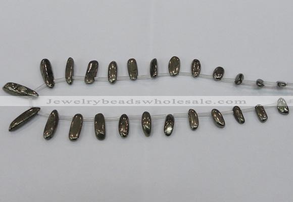 CPY396 Top drilled 5*15mm - 7*25mm sticks pyrite gemstone beads