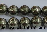 CPY405 15.5 inches 12mm round pyrite gemstone beads wholesale