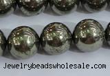 CPY407 15.5 inches 16mm round pyrite gemstone beads wholesale