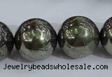 CPY409 15.5 inches 20mm round pyrite gemstone beads wholesale