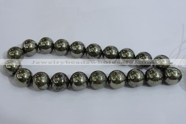 CPY409 15.5 inches 20mm round pyrite gemstone beads wholesale