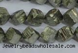 CPY411 15.5 inches 10*10mm faceted cube pyrite gemstone beads