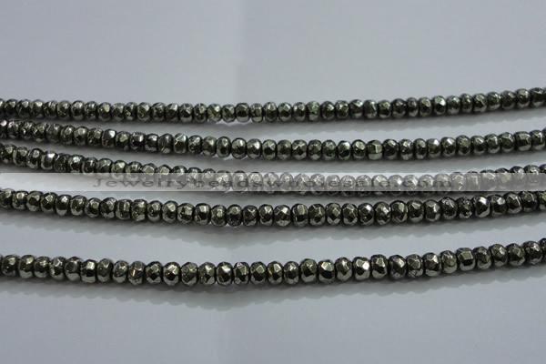 CPY426 15.5 inches 2*3mm faceted rondelle pyrite gemstone beads