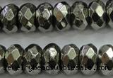 CPY430 15.5 inches 6*10mm faceted rondelle pyrite gemstone beads