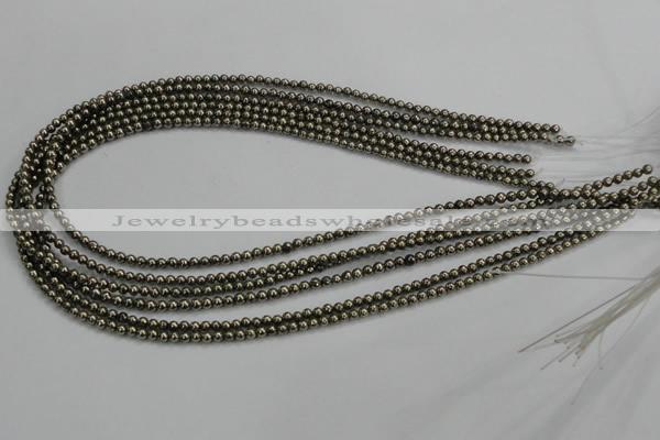 CPY45 16 inches 4mm round pyrite gemstone beads wholesale