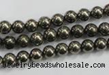 CPY47 16 inches 8mm round pyrite gemstone beads wholesale