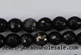 CPY501 15.5 inches 6mm faceted round natural chalcopyrite beads