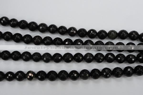 CPY503 15.5 inches 10mm faceted round natural chalcopyrite beads