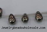 CPY551 Top drilled 8*12mm teardrop pyrite gemstone beads