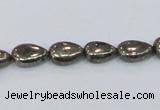 CPY576 15.5 inches 8*11mm flat teardrop pyrite gemstone beads