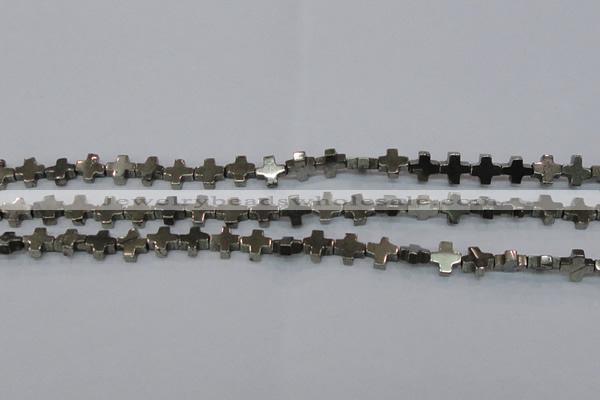 CPY582 15.5 inches 11*11mm cross pyrite gemstone beads wholesale