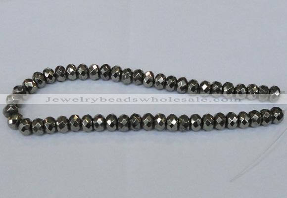 CPY588 15.5 inches 8*12mm faceted rondelle pyrite gemstone beads