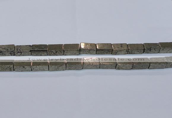 CPY594 15.5 inches 10*20mm cuboid pyrite gemstone beads