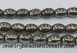 CPY597 15.5 inches 6*8mm rice pyrite gemstone beads wholesale