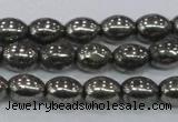 CPY598 15.5 inches 8*10mm rice pyrite gemstone beads wholesale