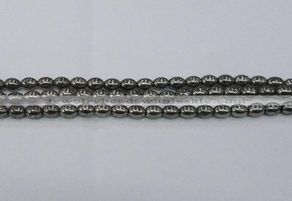 CPY598 15.5 inches 8*10mm rice pyrite gemstone beads wholesale