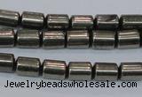 CPY608 15.5 inches 6*9mm tube pyrite gemstone beads