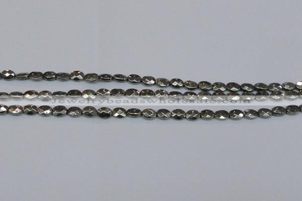 CPY630 15.5 inches 6*8mm faceted oval pyrite gemstone beads