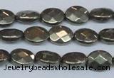 CPY631 15.5 inches 8*10mm faceted oval pyrite gemstone beads