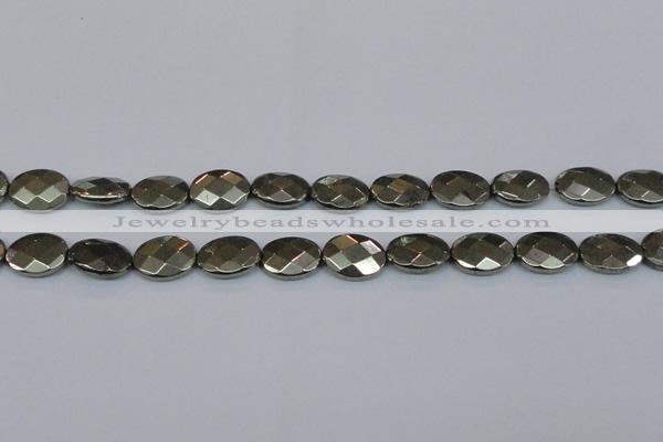 CPY632 15.5 inches 12*16mm faceted oval pyrite gemstone beads