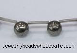 CPY665 Top drilled 10mm round pyrite gemstone beads wholesale