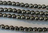 CPY71 15.5 inches 3mm round pyrite gemstone beads wholesale