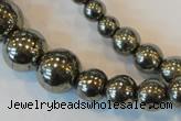 CPY74 15.5 inches 4mm - 18mm round pyrite gemstone beads wholesale