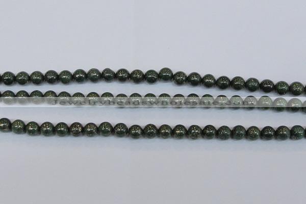 CPY762 15.5 inches 8mm round pyrite gemstone beads wholesale