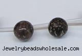 CPY780 Top drilled 10mm round pyrite gemstone beads wholesale