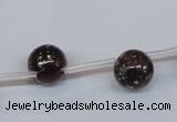 CPY781 Top drilled 10mm round pyrite gemstone beads wholesale