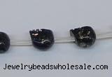 CPY787 Top drilled 8mm carved skull pyrite gemstone beads