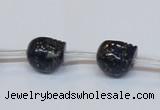 CPY788 Top drilled 10mm carved skull pyrite gemstone beads