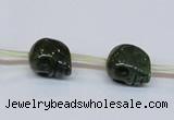 CPY793 Top drilled 8mm carved skull pyrite gemstone beads