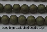 CPY813 15.5 inches 4mm round matte pyrite beads wholesale