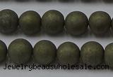 CPY814 15.5 inches 6mm round matte pyrite beads wholesale