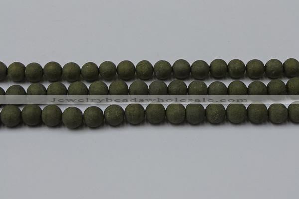 CPY816 15.5 inches 10mm round matte pyrite beads wholesale