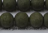 CPY818 15.5 inches 14mm round matte pyrite beads wholesale