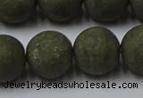 CPY819 15.5 inches 16mm round matte pyrite beads wholesale