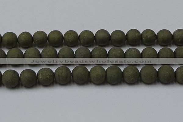 CPY820 15.5 inches 18mm round matte pyrite beads wholesale