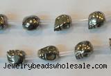 CPY83 15.5 inches 8mm carved skull pyrite gemstone beads wholesale