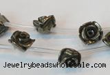 CPY91 15.5 inches 10mm carved rose pyrite gemstone beads wholesale