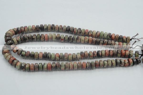 CRA07 15.5 inches 6*10mm rondelle natural rainforest agate beads