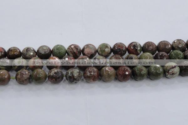 CRA106 15.5 inches 18mm faceted round rainforest agate beads