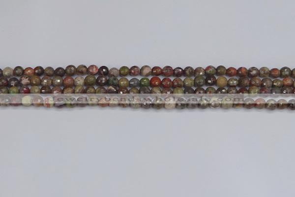 CRA160 15.5 inches 4mm faceted round rainforest agate beads